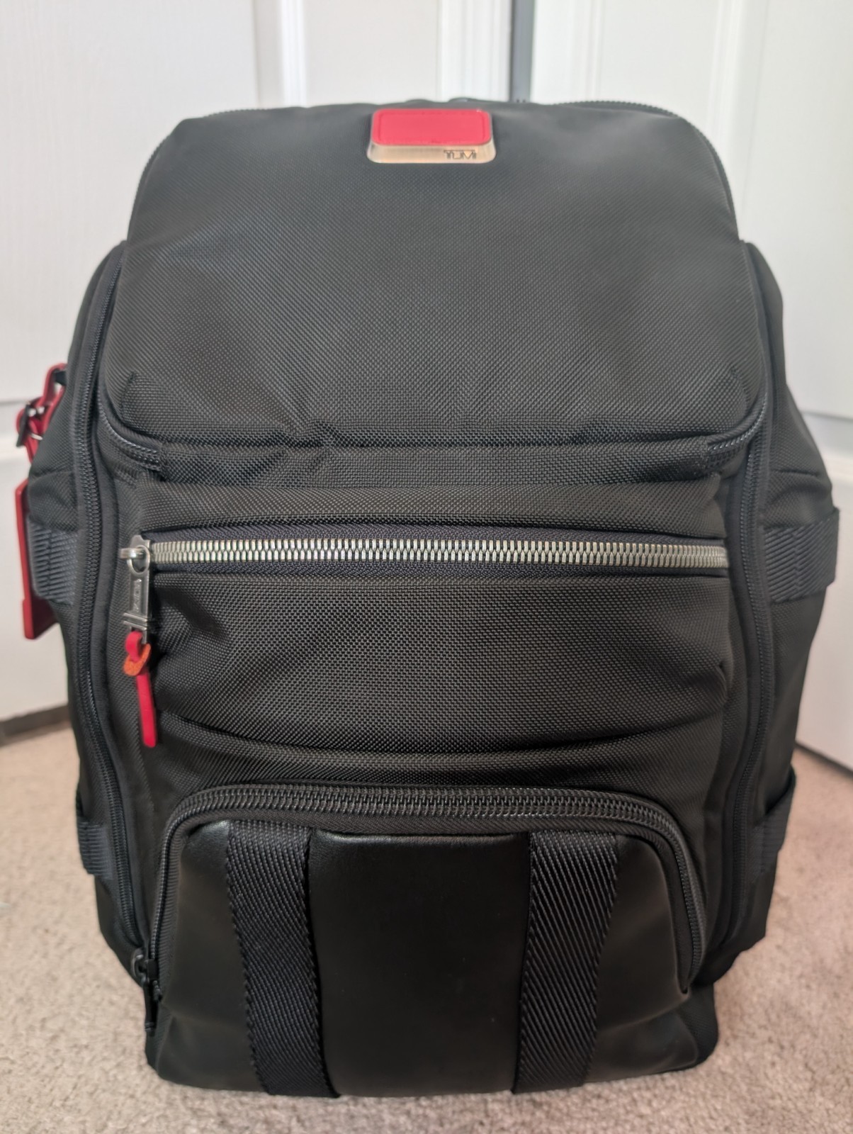 TUMI Alpha Bravo Tyndall Utility Backpack 0232384D Black Ballistic Nylon Red Kit