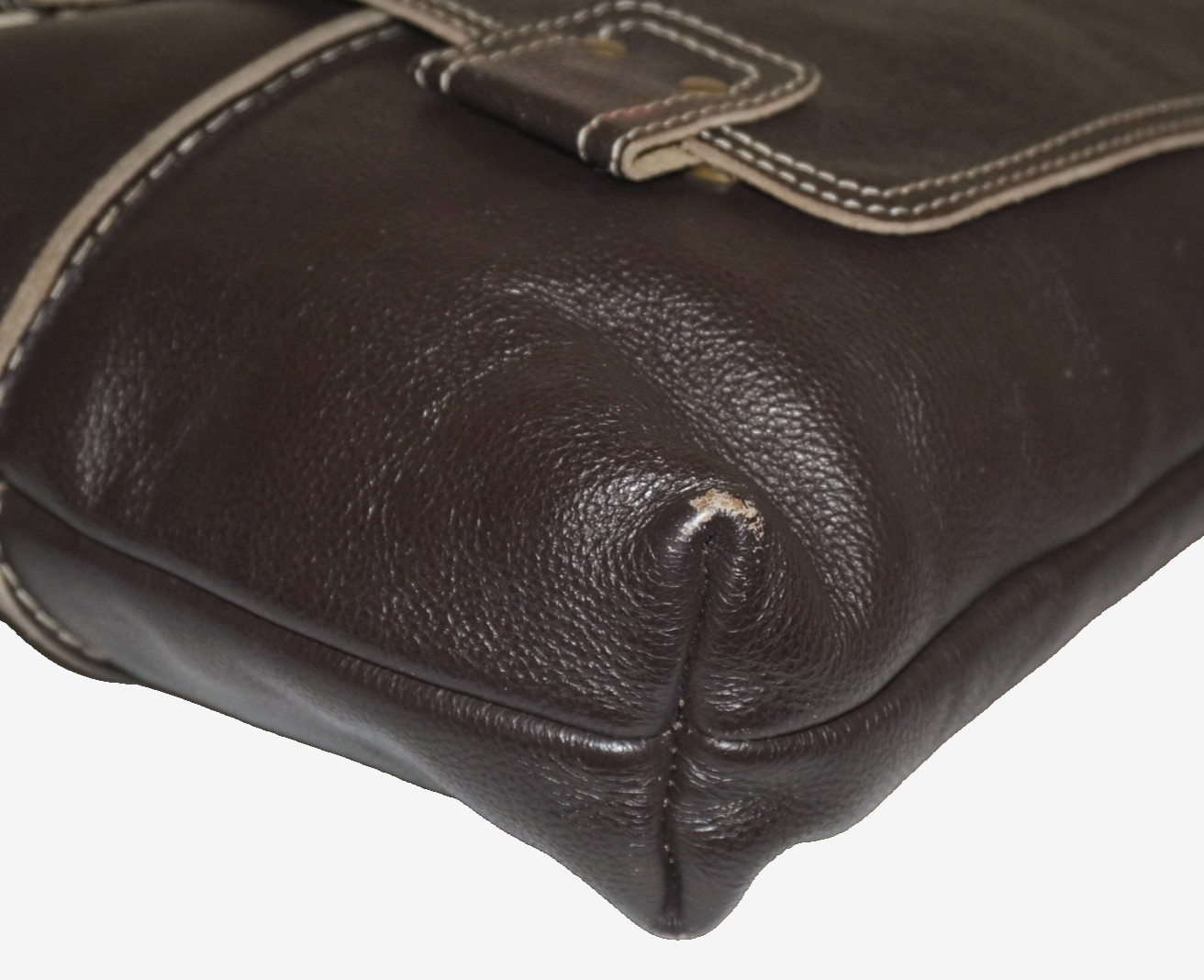 Vintage WILSONS LEATHER Dark Brown Leather Crossbody Bag 15×11 *WEAR