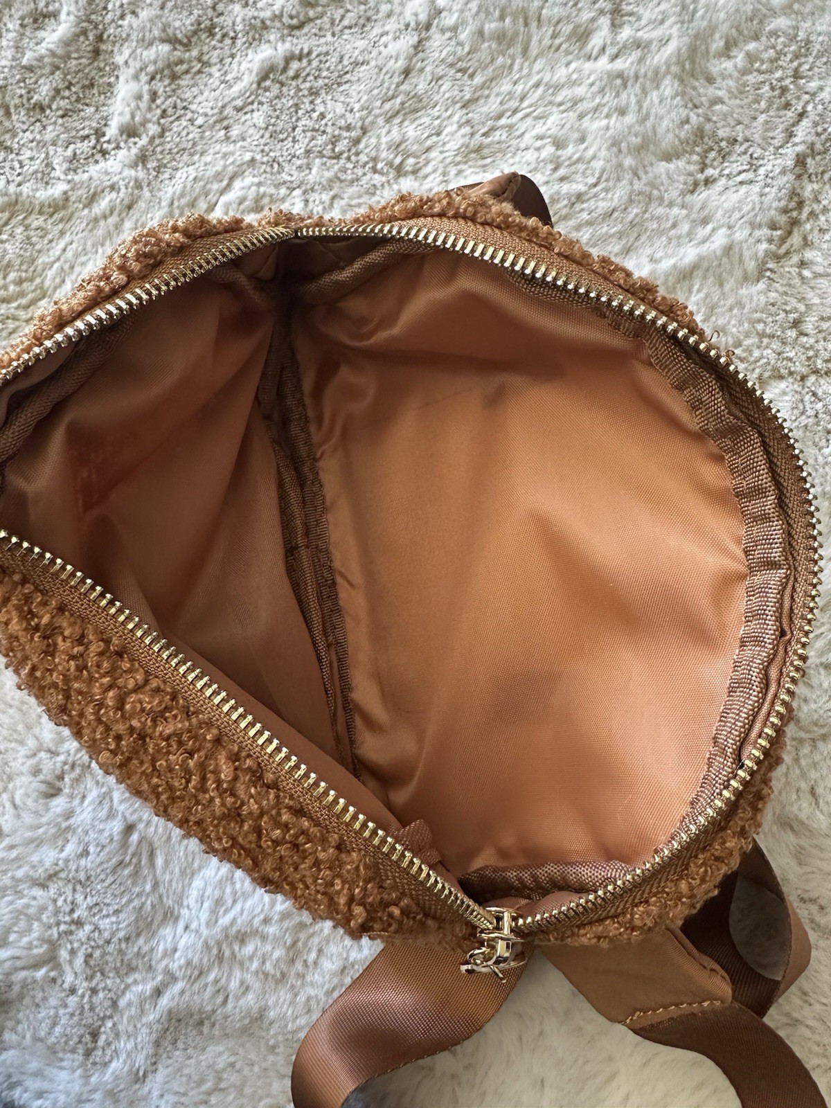 SM Brown Belt Bag Fanny Pack Adjustable Strap External Pocket Zipper Buckle