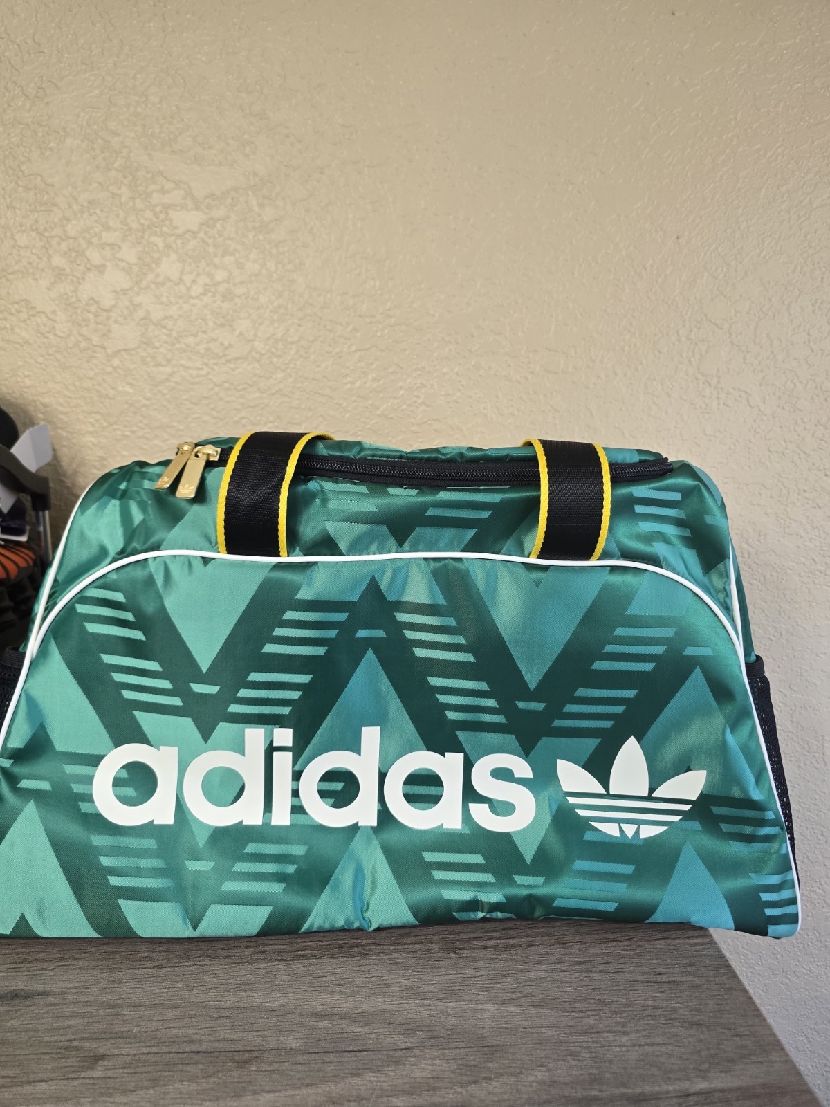 $90…Adidas Soccer Inspired Large Duffle Bag Green/White-Yellow. KE2315….