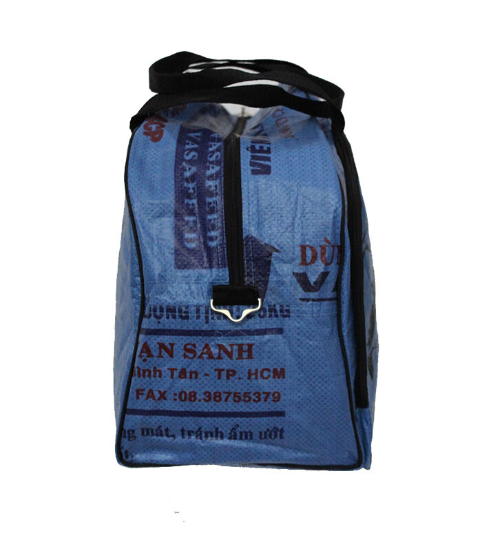 Fair Trade Upcycled Fish Feed Deluxe Cabin Size Travel Bag made in Cambodia