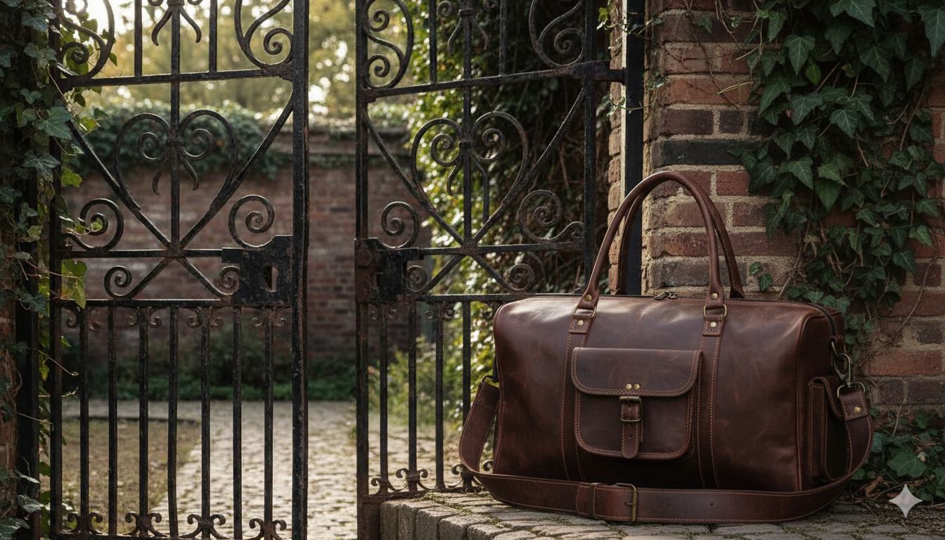 Genuine Goat Leather Travel Bag Gym Duffel Brown Duffle Men Overnight Luggage