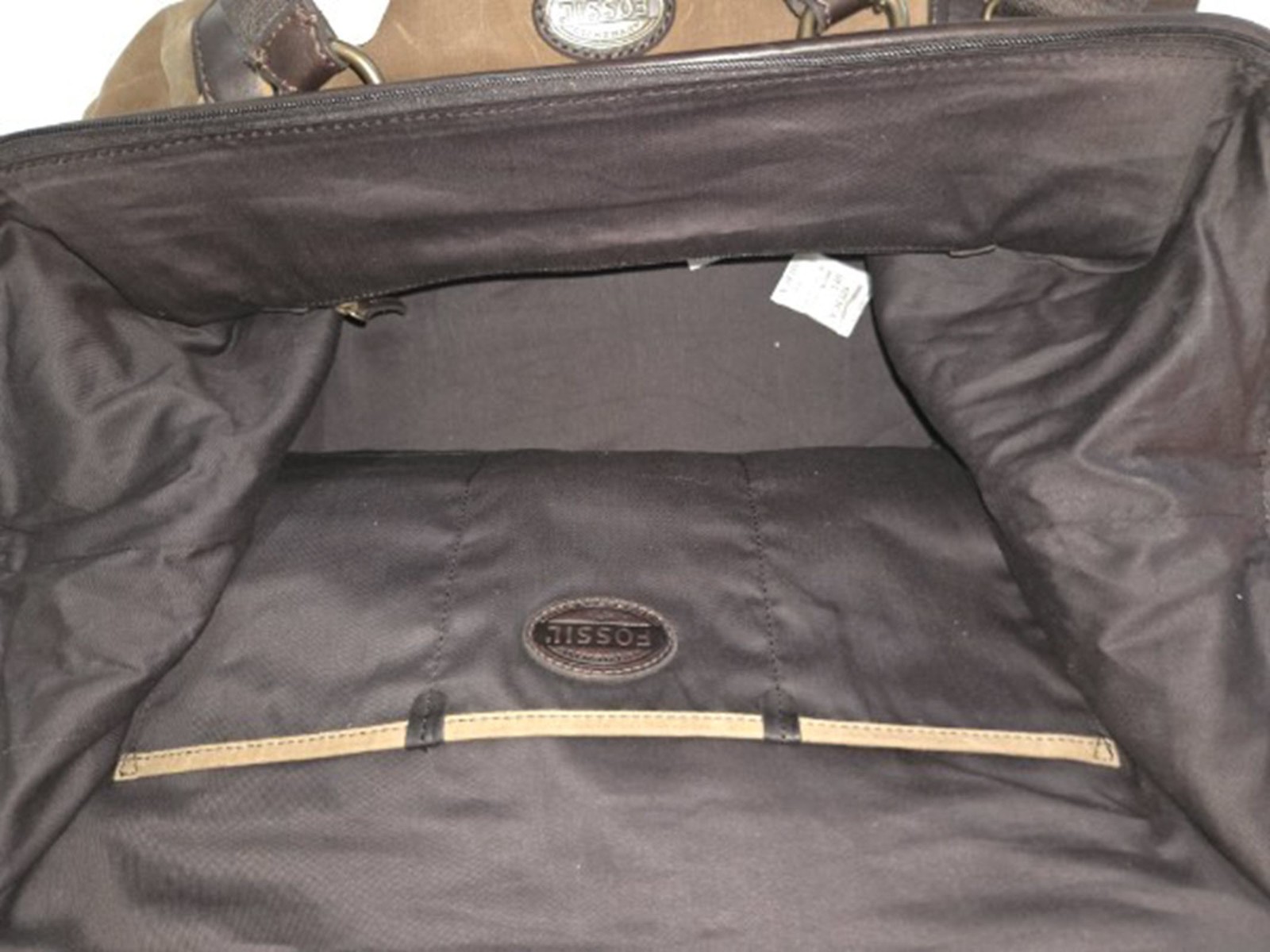 Fossil Summit Waxed Canvas & Leather Duffle Bag NWT Travel Weekender Carry-On