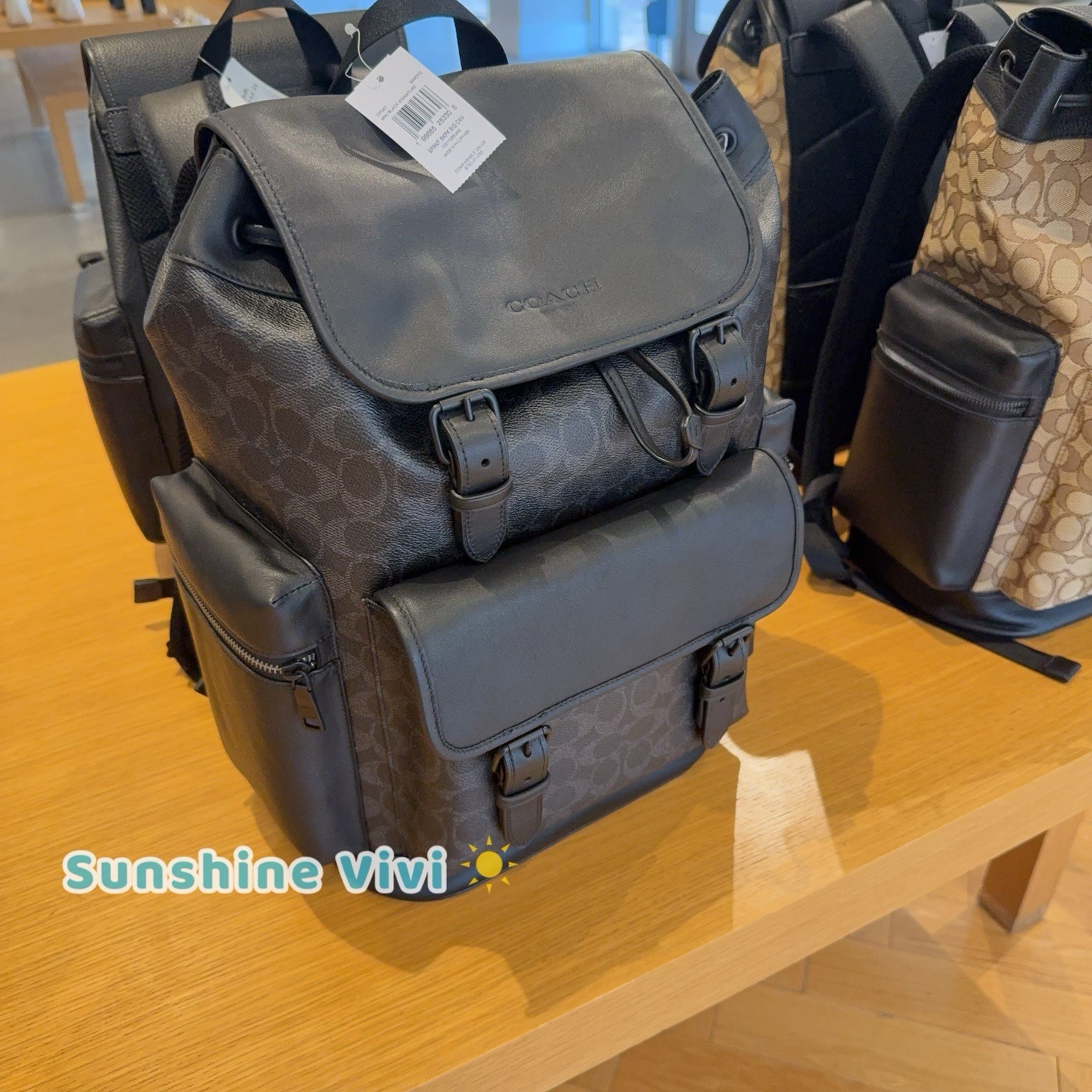 NWT Coach Sprint Backpack Colorblock IN Signature Canvas Matte Black CFG67
