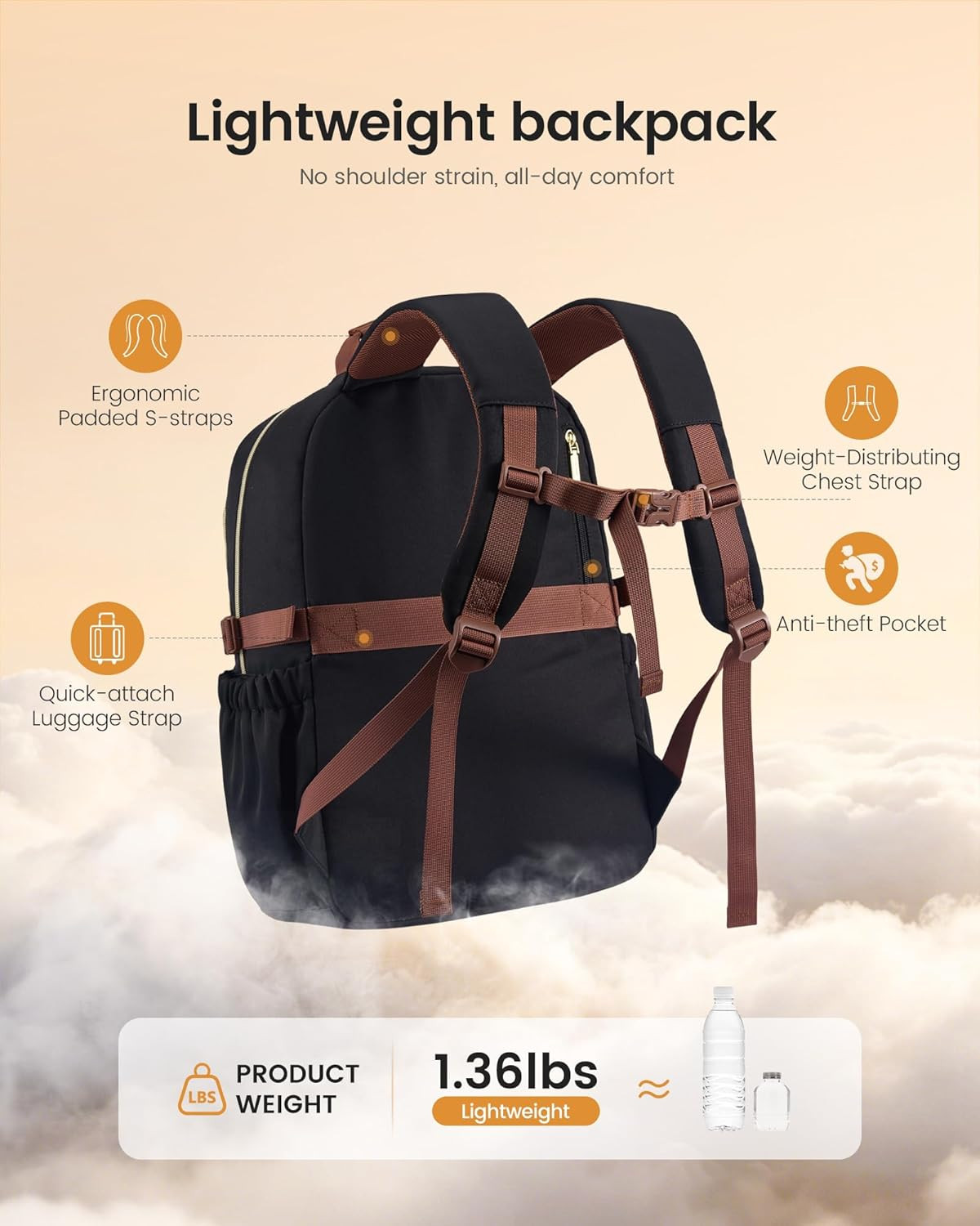 LOVEVOOK Laptop Backpack for Women, 15.6 Inch Travel Backpack with Giant Tumbler