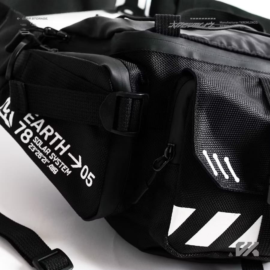Kremlin Cyrax Double Strap Sling Waist Chest Bag Fullzip Futuristic Crossbody
