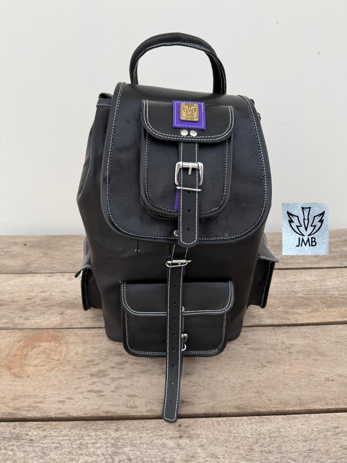 Leather Bag Backpack Men Laptop Satchel Genuine Rucksack Shoulder Black Bag