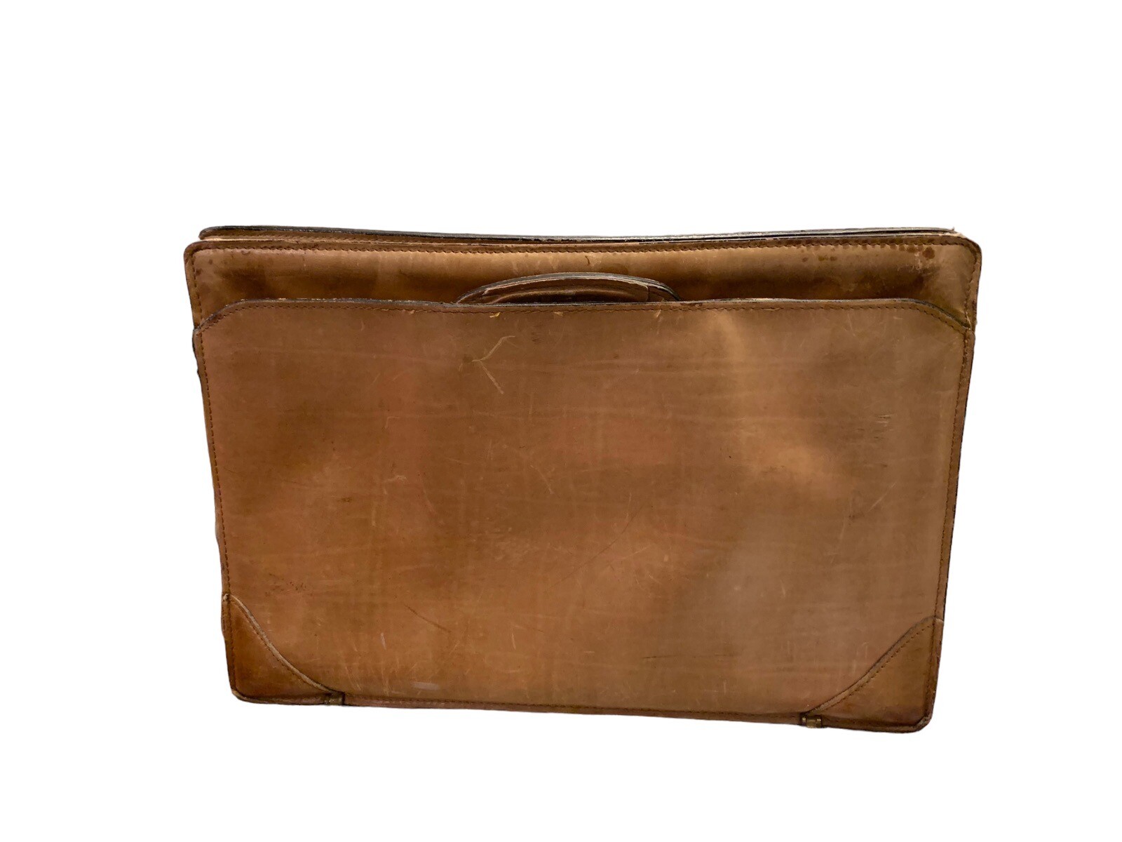SCHLESINGER Brothers Vintage Cowhide Leather Briefcase Portfolio Brown Camel