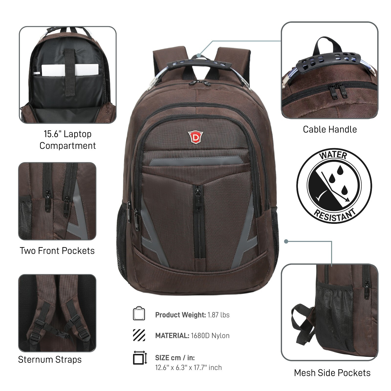 DUKAP EMINENT 15.6 Inch Executive Laptop Backpack Travel Bag with Padded
