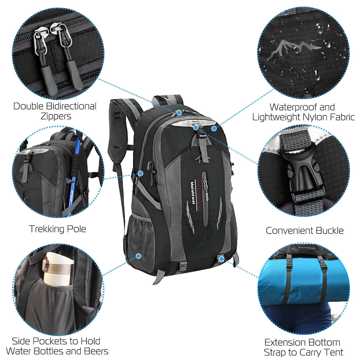 Hiking Camping Bag Large Waterproof Backpack Outdoor Travel Luggage Rucksack