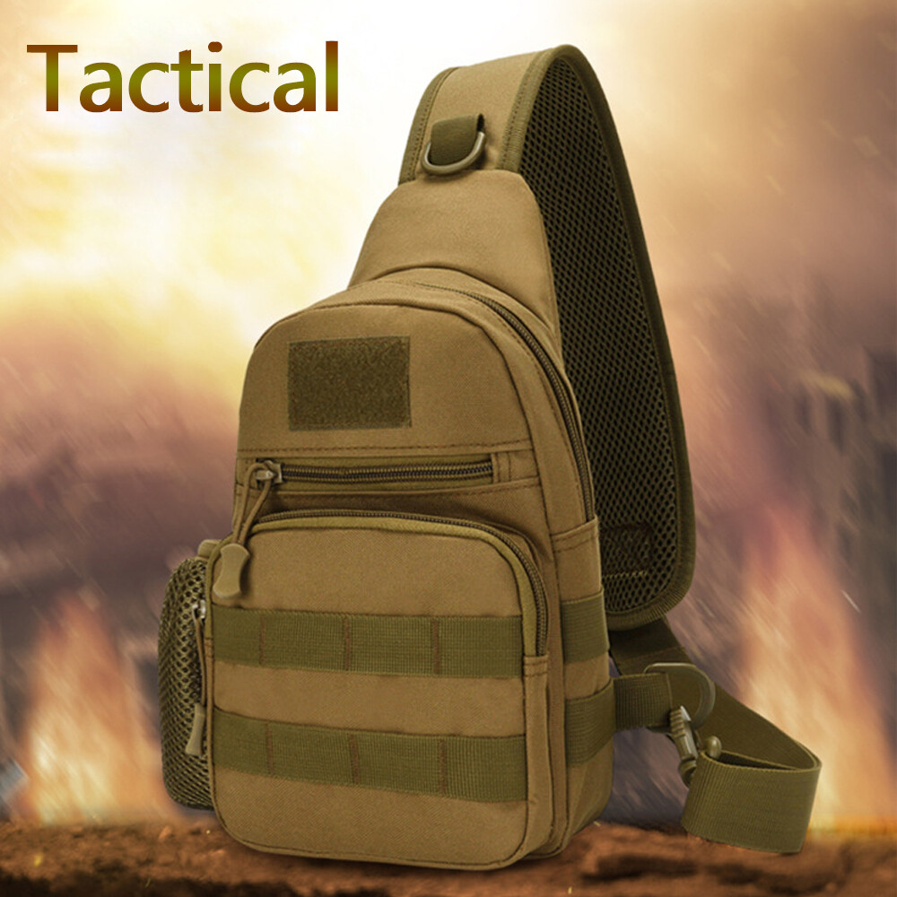 Tactical Sling Bag Military Shoulder Bag Assault Pack with Water Bottle Holder