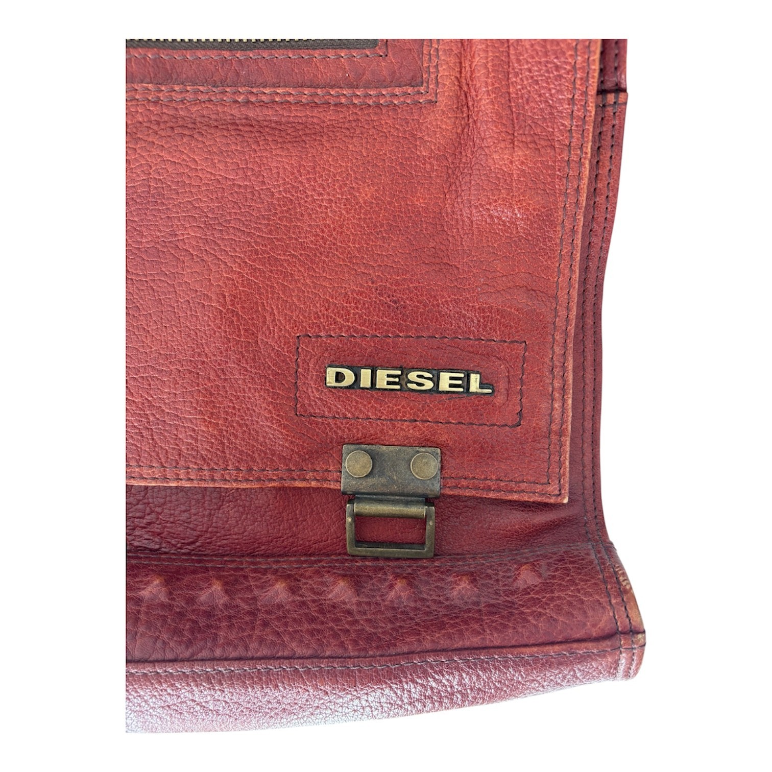 DIESEL Full Leather Messenger Bag Medieval Armour Archive Industrial Y2K 00s