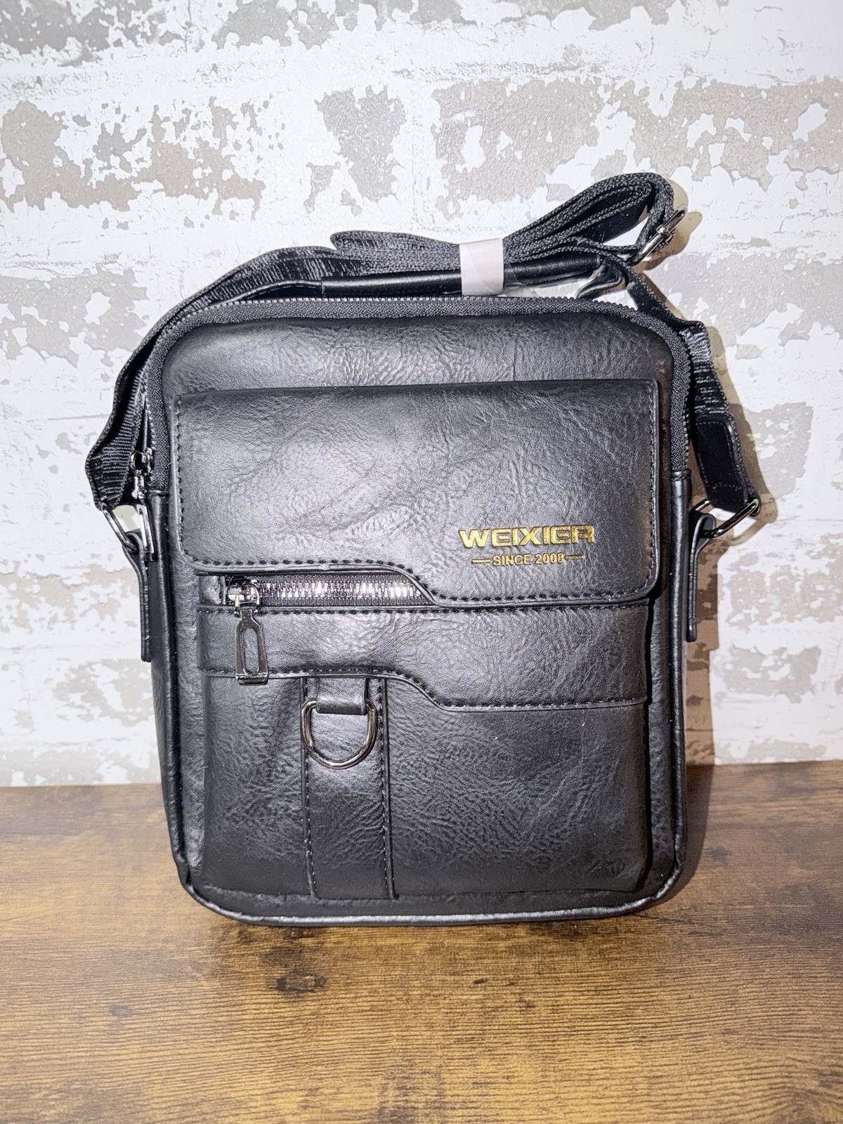 NWT! WEIXIER Men’s Crossbody Shoulder PU Leather Messenger Bag – Black