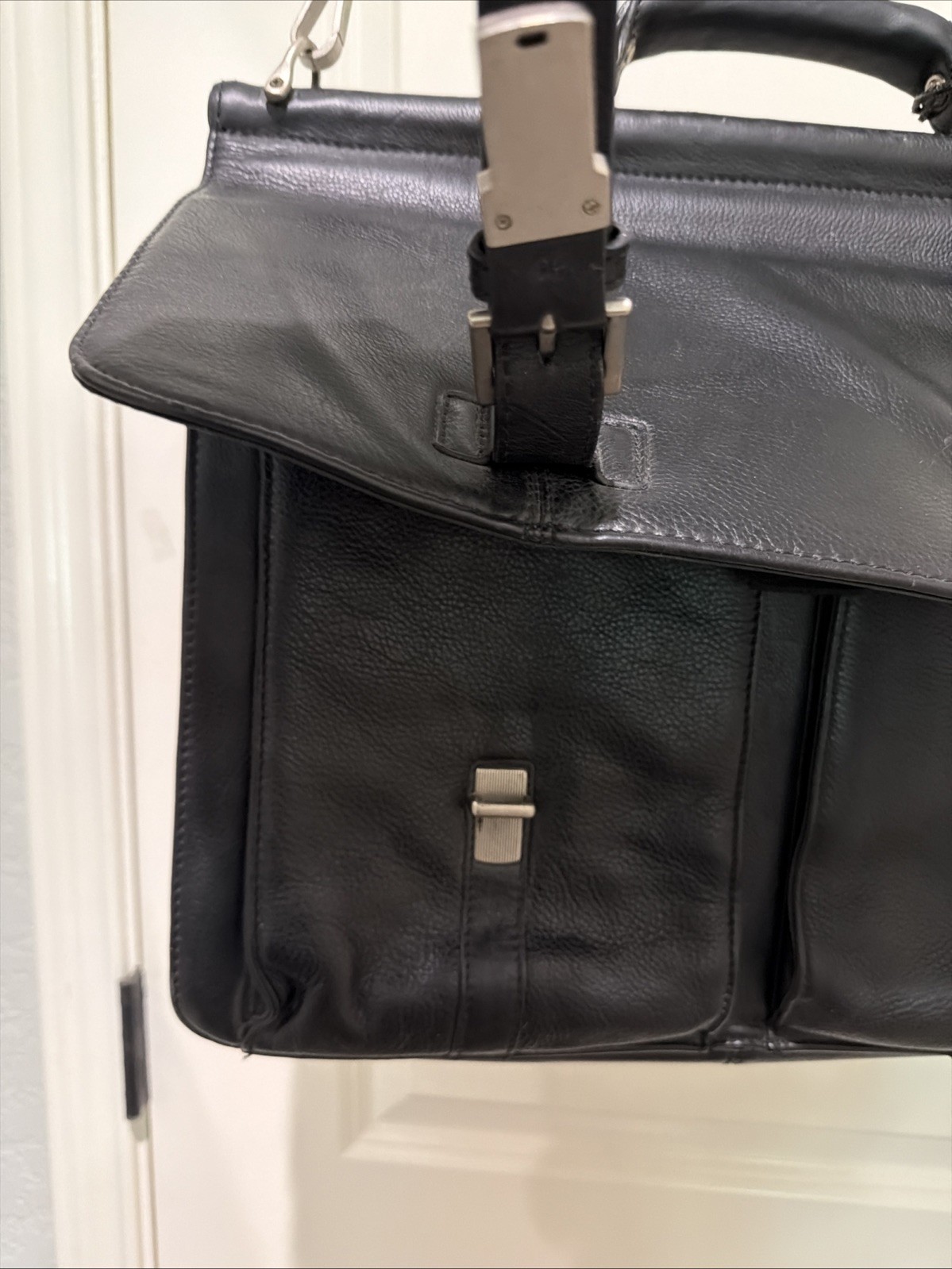 Vintage Wilsons Leather Expandable Briefcase Laptop Messenger Bag Black w/Strap