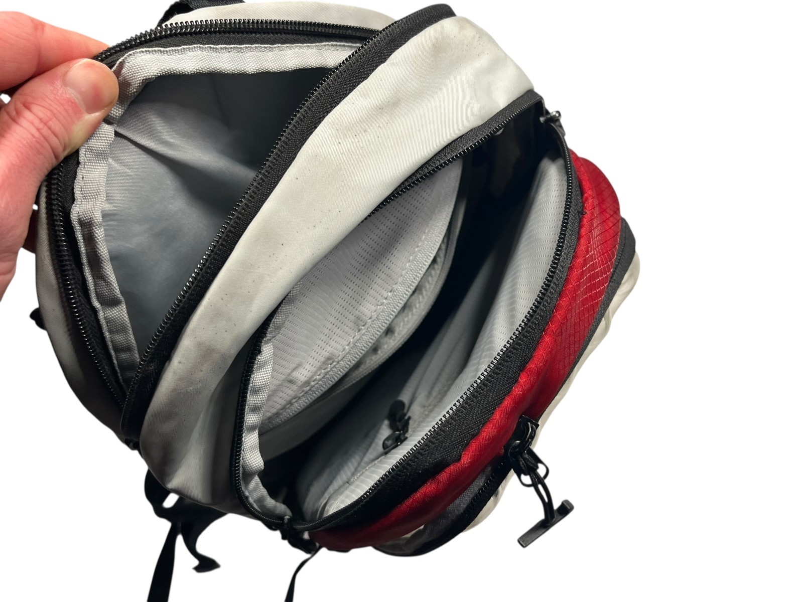 NIKE AIR-MAX Red/Gray BUBBLE-PADDED ATHLETIC BACKPACK Swoosh Track Gym Gear Bag