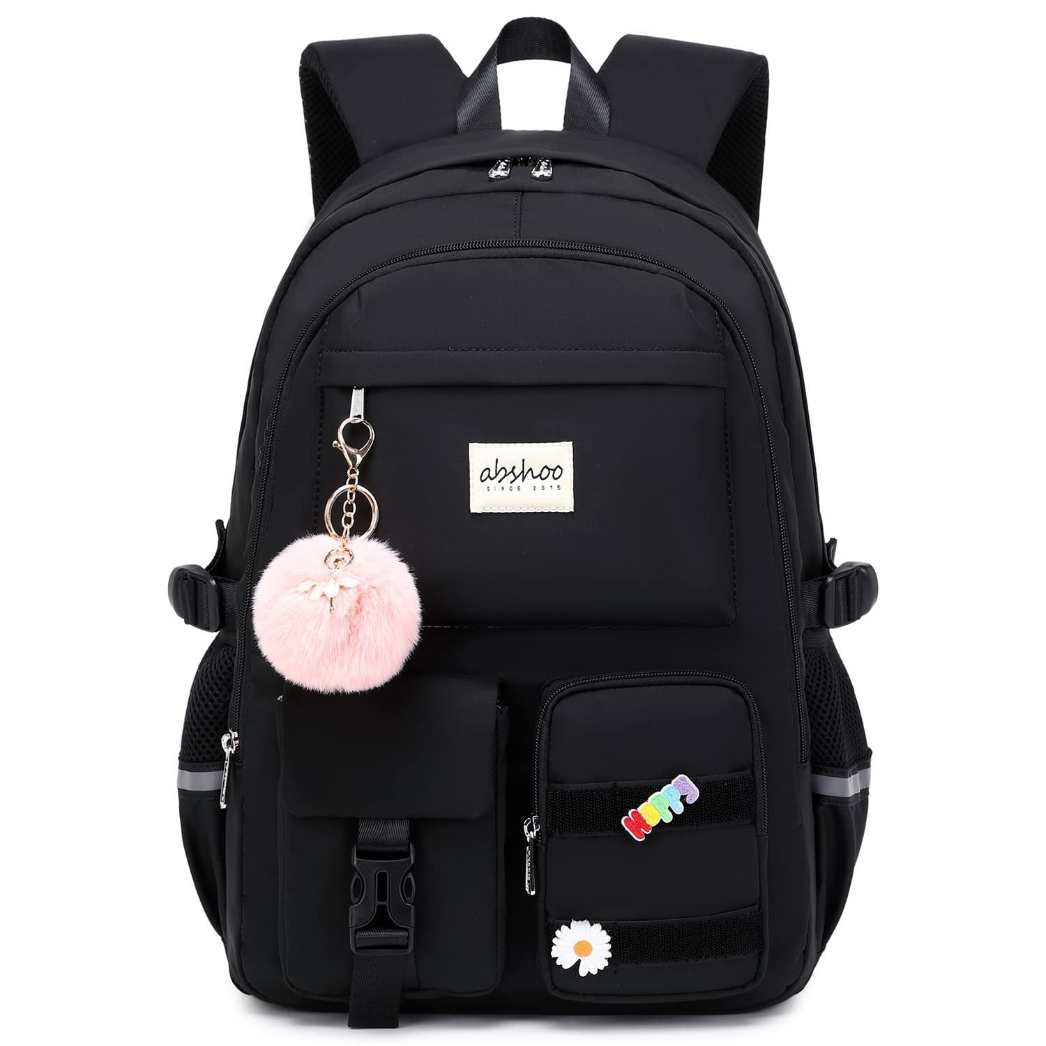 Black Middle School Backpack For Teen Girls Laptop Backpack for Women