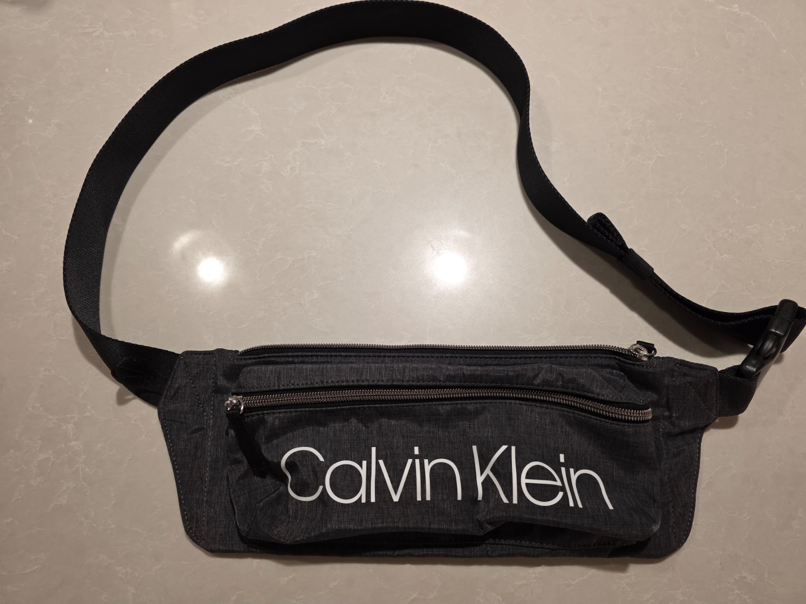 NEW Authentic CALVIN KLEIN CK LOGO Printed Nylon WAIST Bag FANNY PACK DARK GRAY
