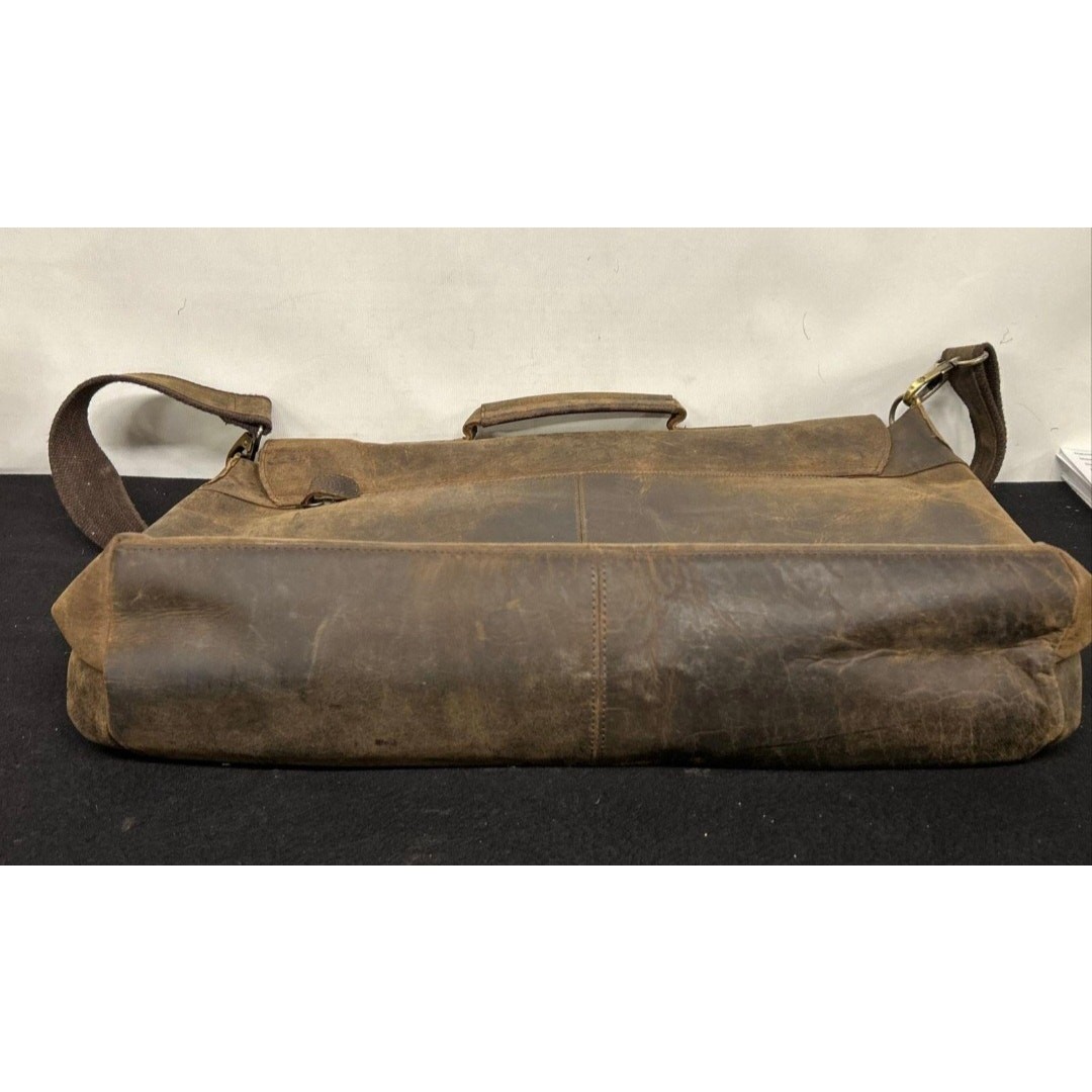 KOMALC XL 18″ BRIEFCASE BUFFALO LEATHER CROSSBODY MESSENGER BAG