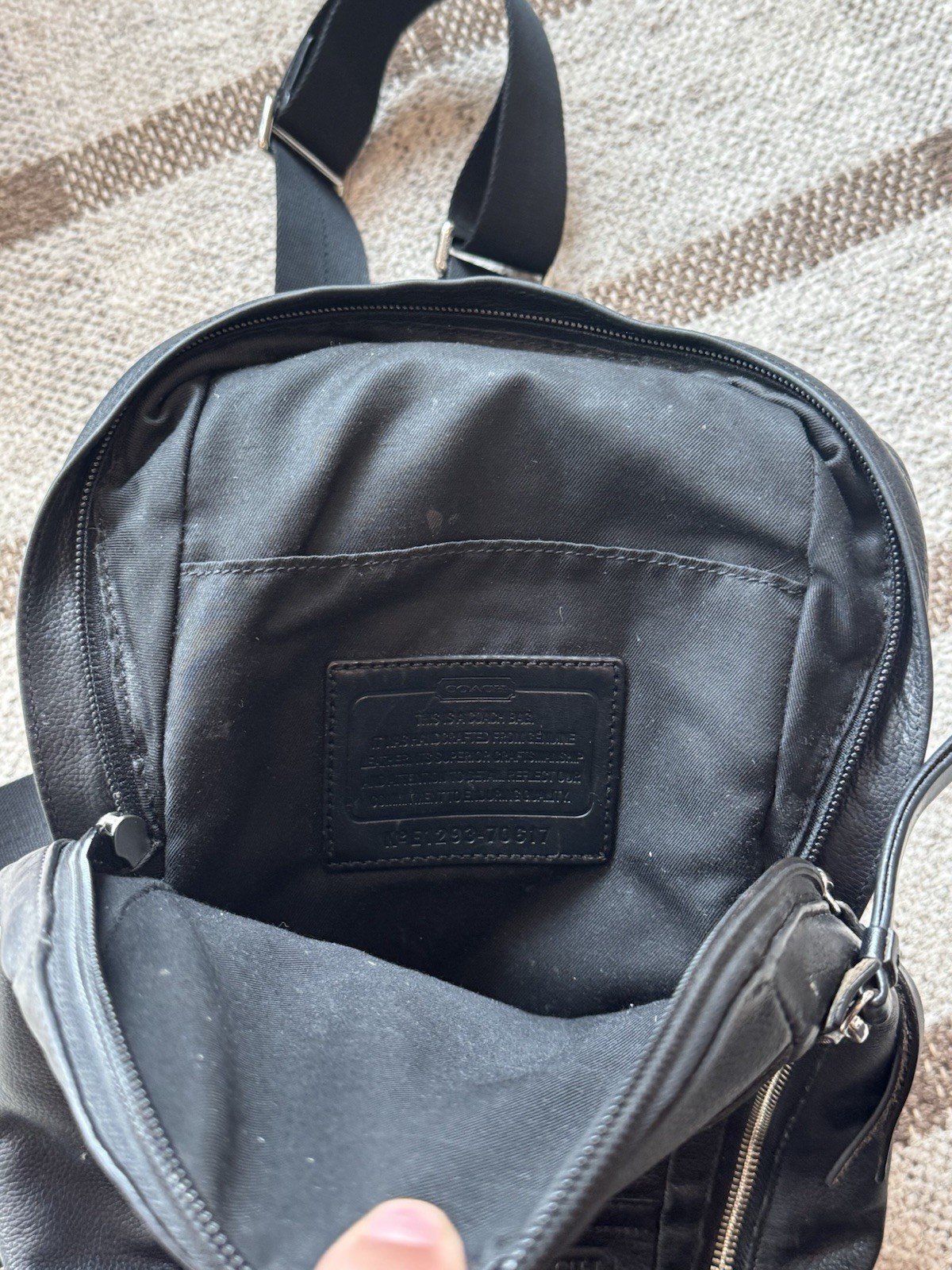 Coach Thompson Convertible Sling Bag Pack Black Smooth Calf Leather Men’s