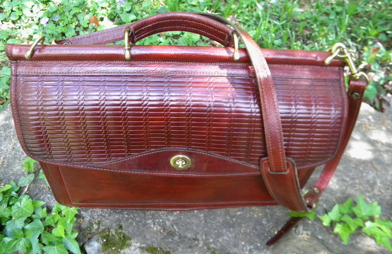 Vintage Jack Georges Leather Cognac Tuscany Executive Briefcase Messanger Bag