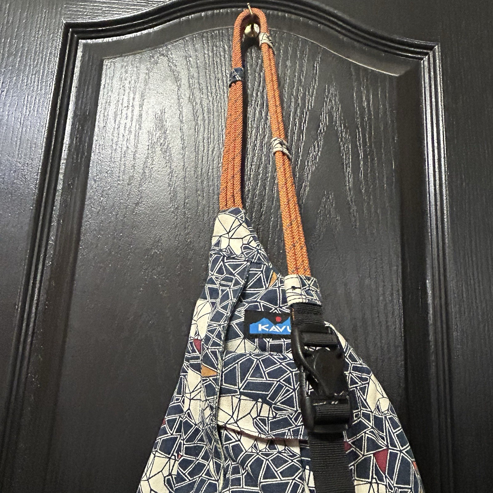 Polar Mosaic KAVU Mini Rope Bag 3 Outer Zippers Lots Storage Cotton Canvas EUC
