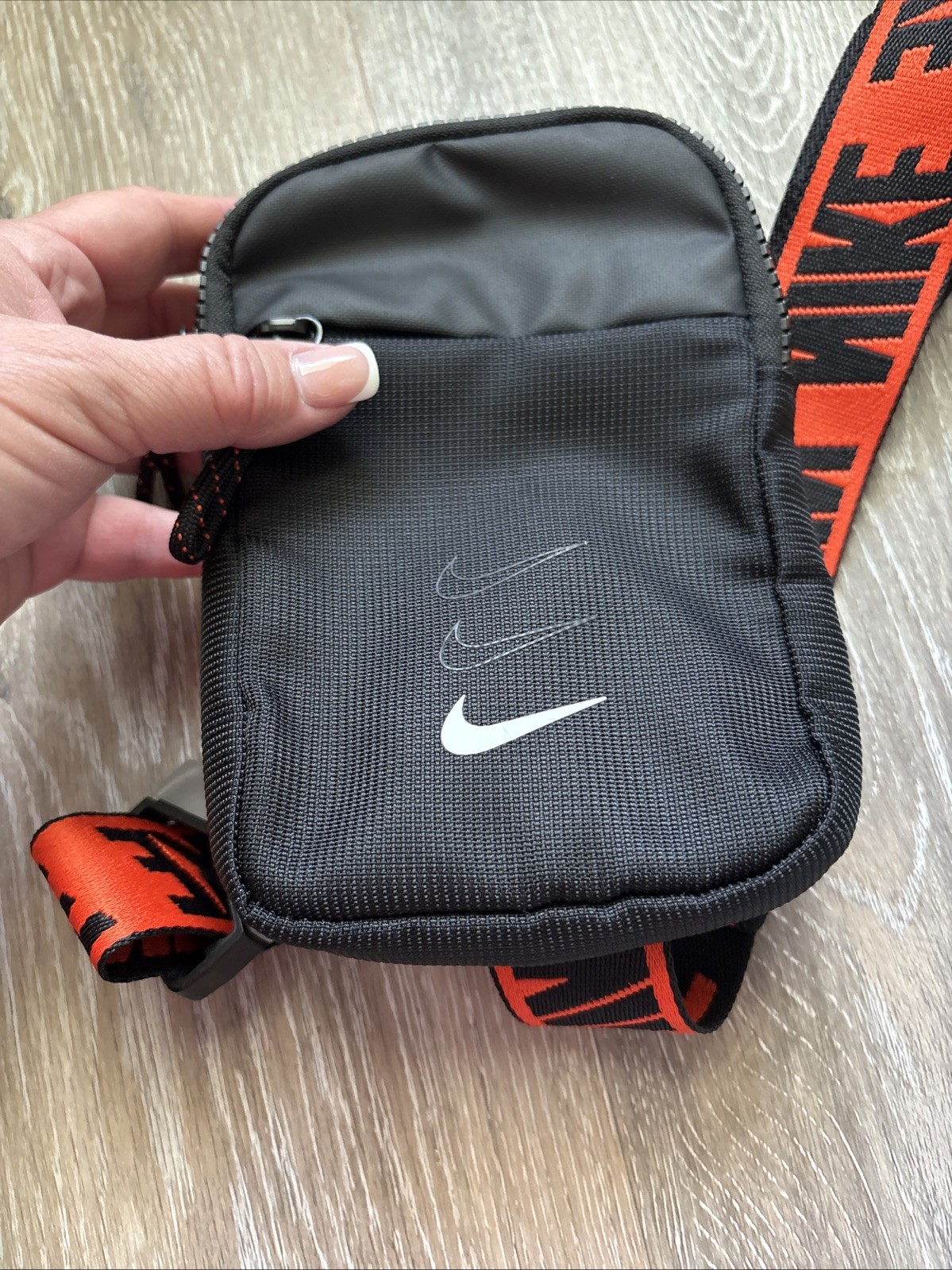 Nike Sportswear Essentials Hip Small Shoulder Chest Front Bag Black And Orange