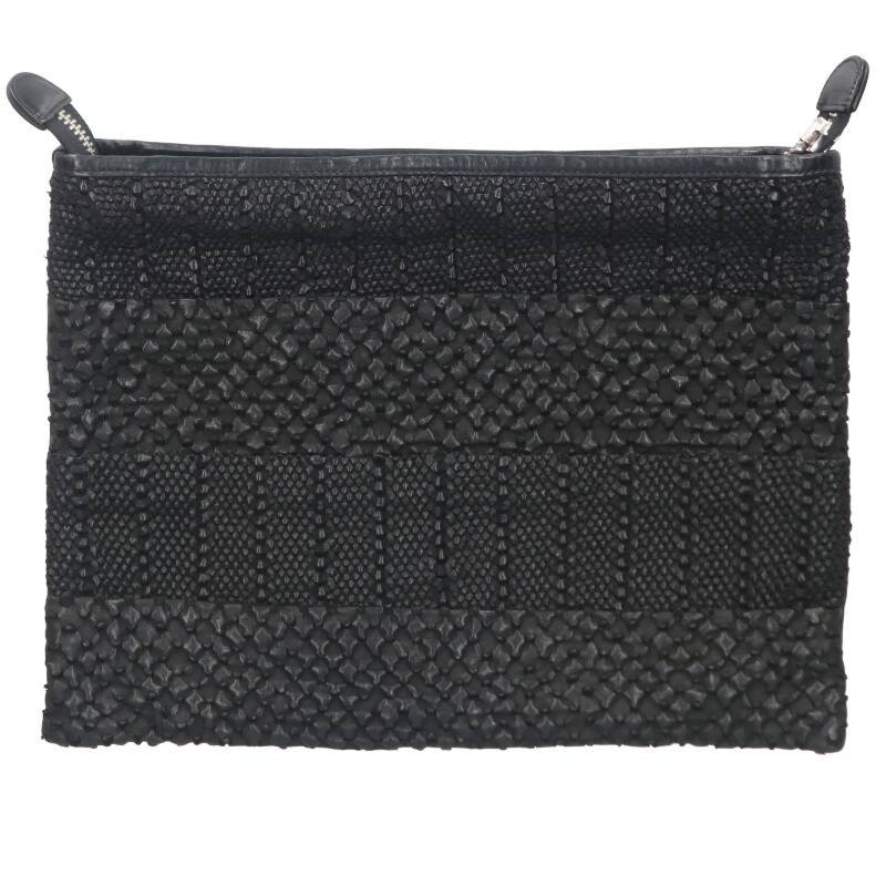 Chrome Hearts Dagger Up Leather Clutch Bag Black x Sier318052SJ02bb415 B r51_052
