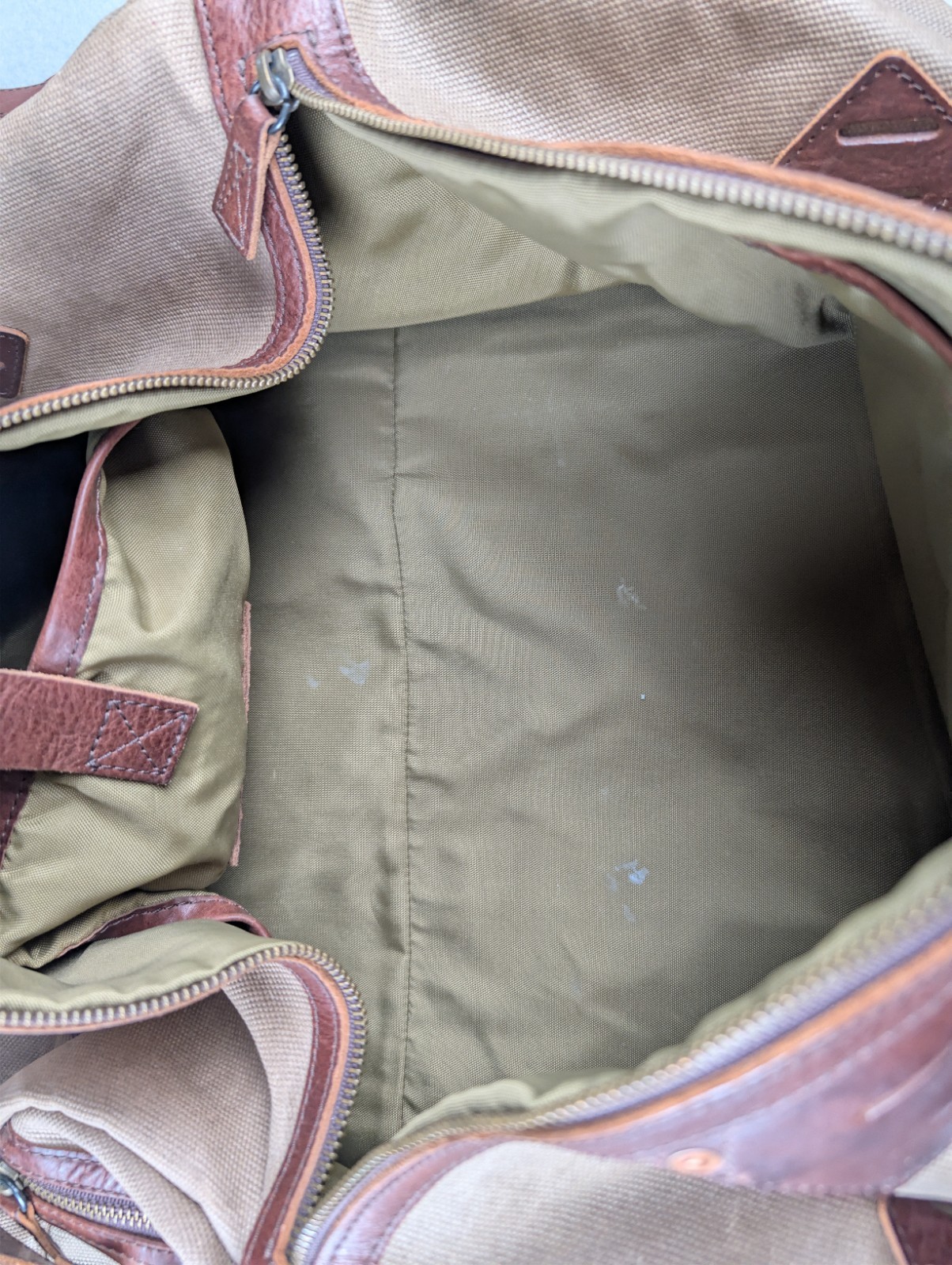 Buffalo Jackson Dakota Waxed Canvas Duffle Bag Leather Has Strap Missing Handles