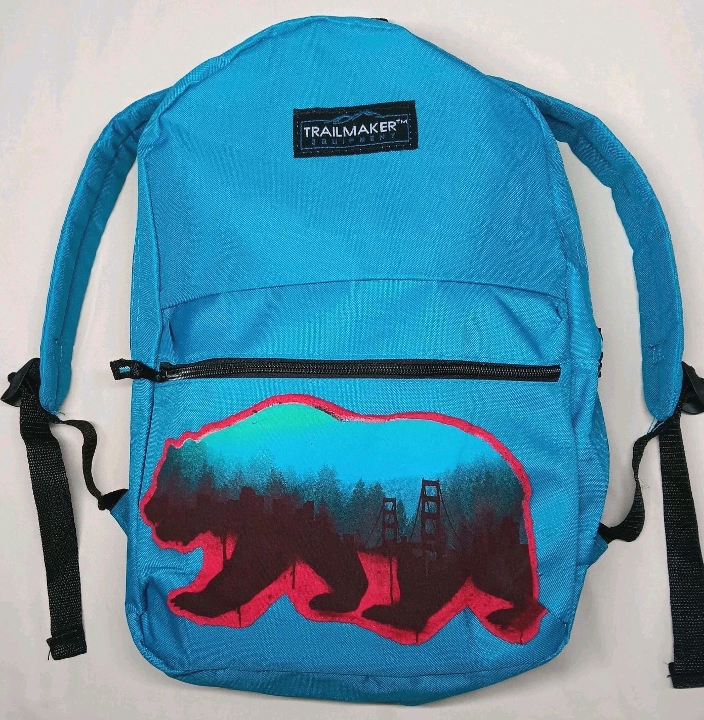 Hand-Patched Upcycled Trailmaker Backback Bear Trees Nature Scene Lightweight