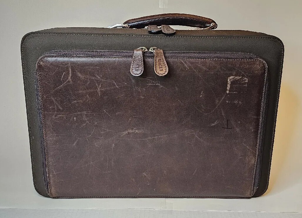 BRUNO MAGLI Brown Leather Compact Briefcase made in Italy Office Bag