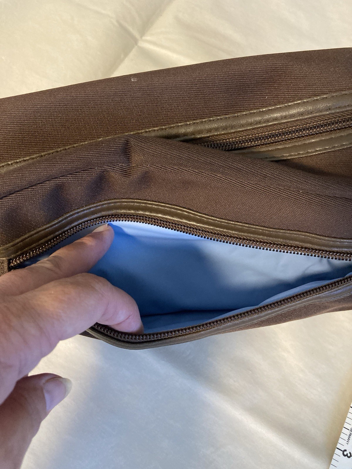 Calvin Klein Fabric Brown Toiletry Shave Bag Travel Case Dopp Kit