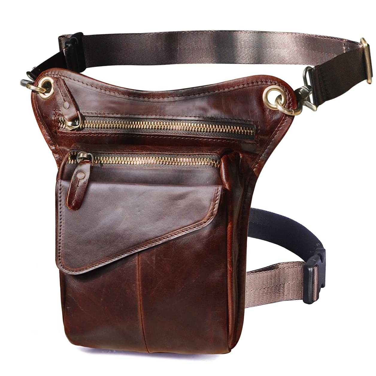 Men’s Genuine Leather Backpacks Leg Pouch Leg Bag Waist Bag Hip Bum Weist…