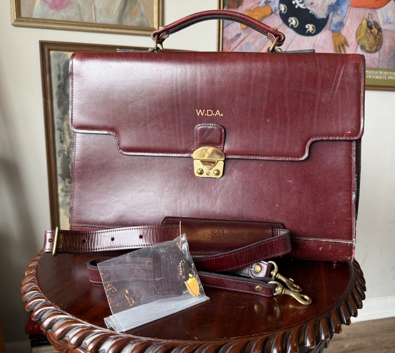 SCHLESINGER BROTHERS Cordovan Heavy Leather Briefcase / Lawyer Bag – USA