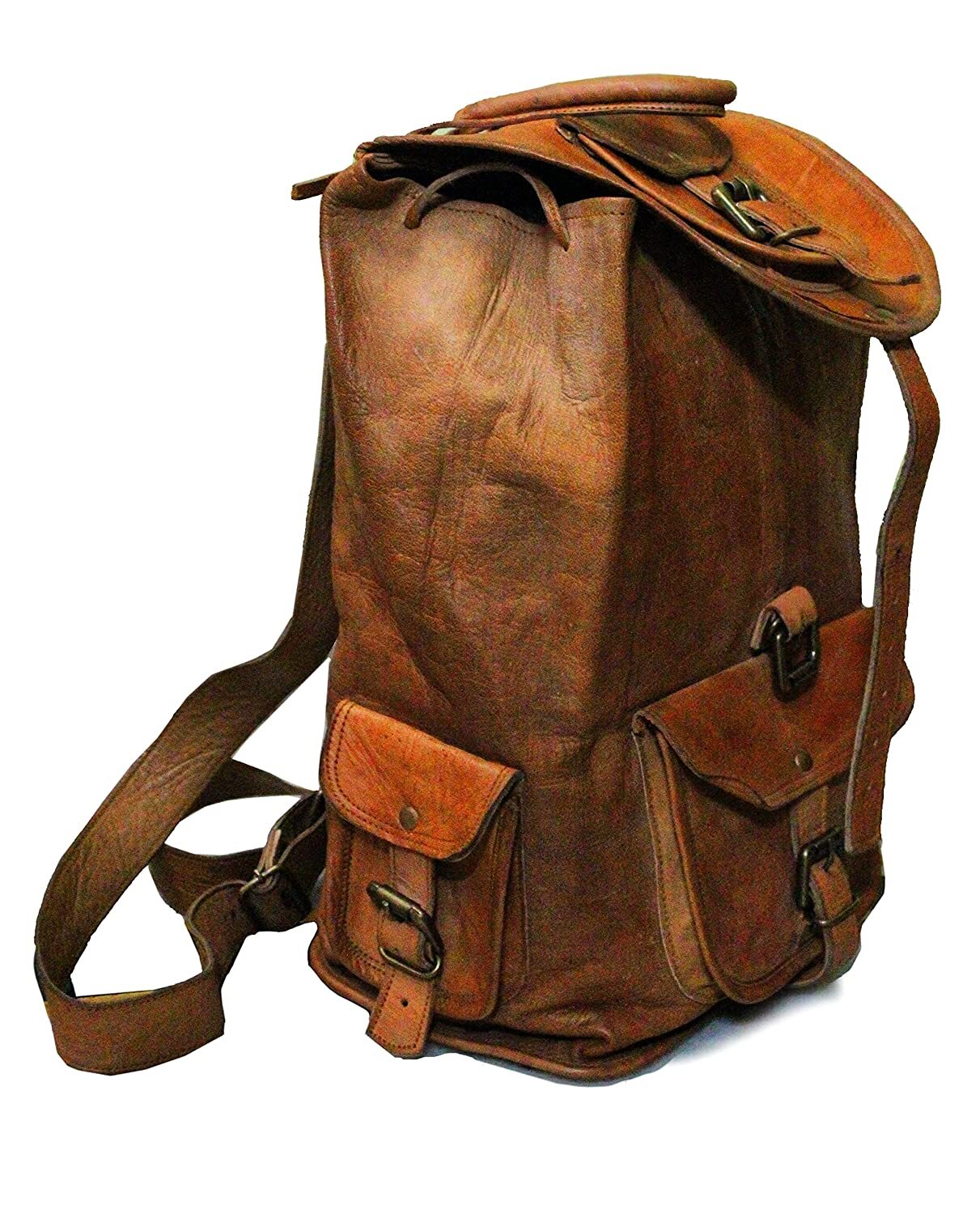 20″ Luxury Leather Backpack Bag Laptop Rucksack Vintage Genuine Travel Men