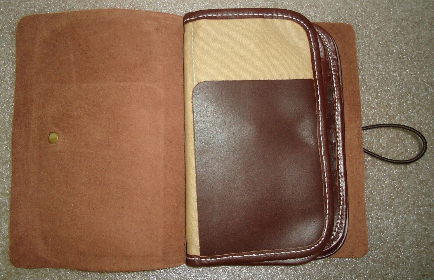LINSHI TASKS Men’s Brown Leather Button Clutch Bag Size-8.5x6x2 in