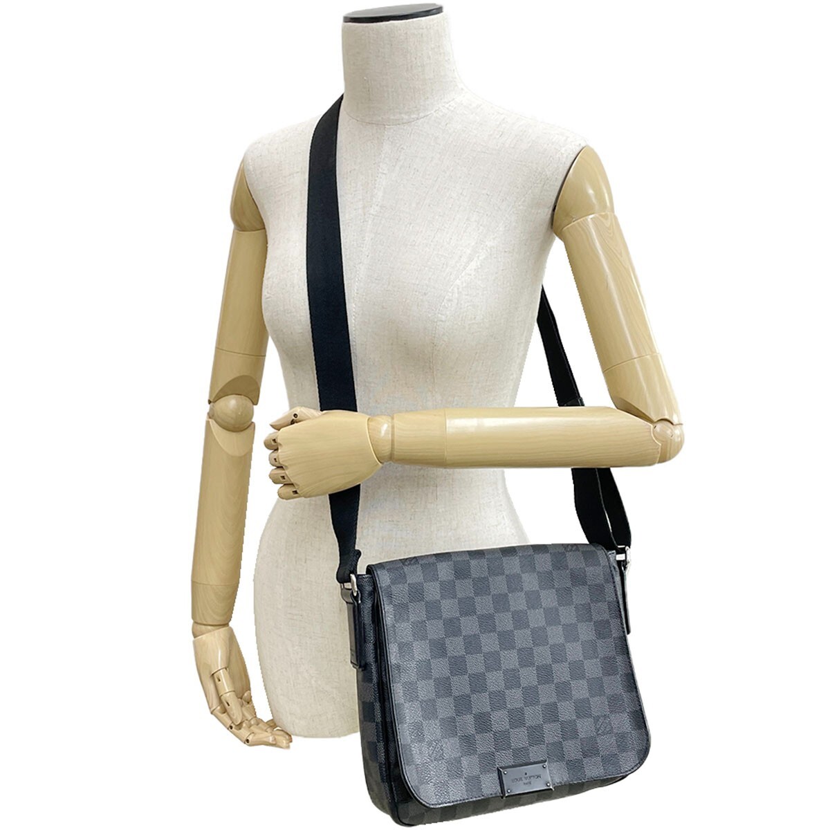 Louis Vuitton Damier Graphite District PM Leather Fabric Black Shoulder bag 1482