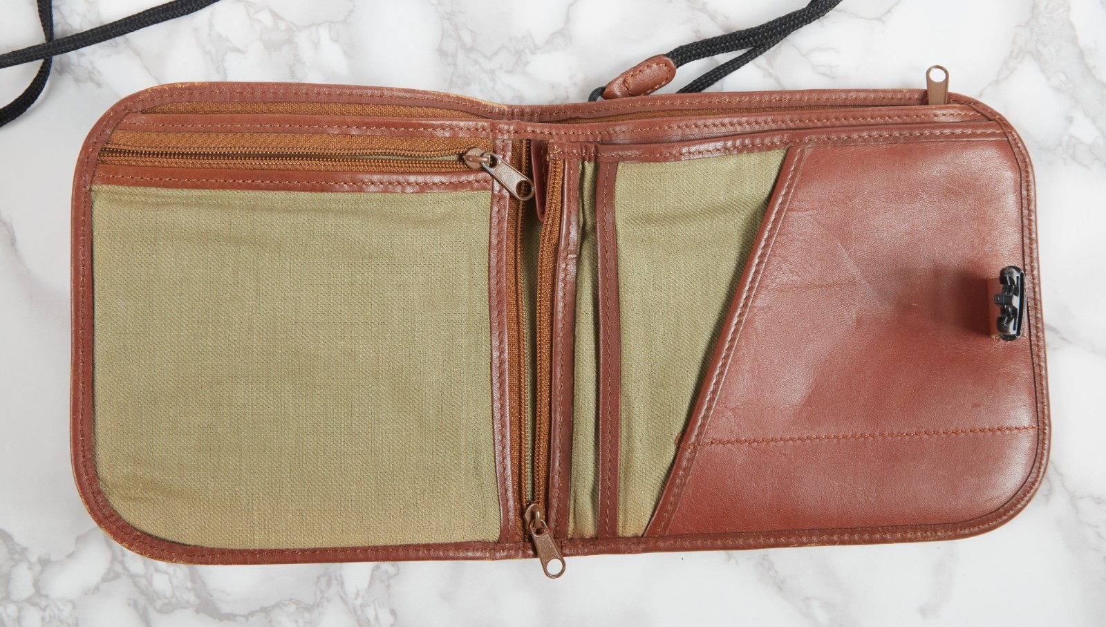 LL Bean Vintage Brown Full Grain Leather Travel Pouch Belt Bag Buckle Utility