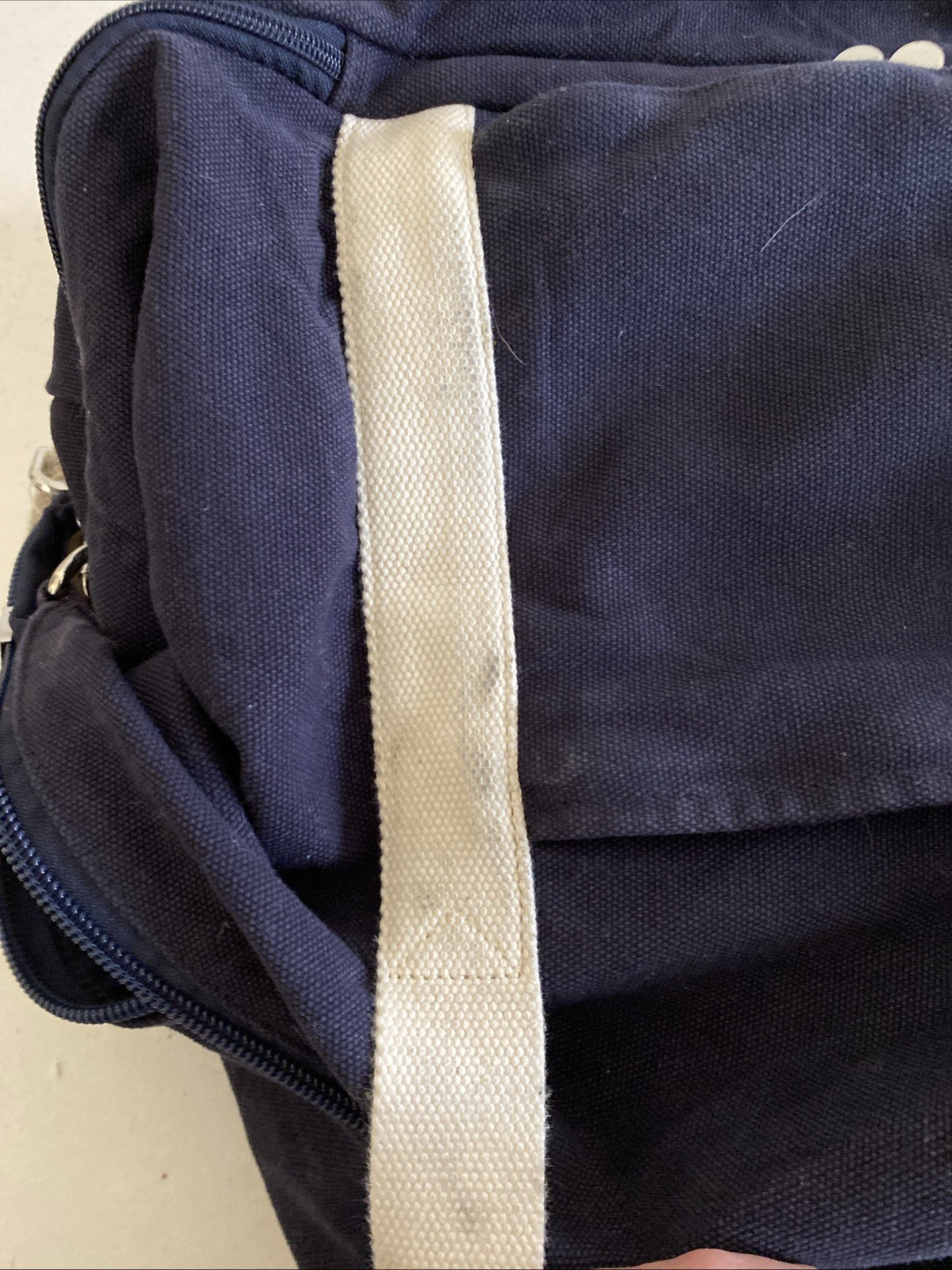 LO & SONS Catalina Deluxe Large Weekend Bag 100% Cotton Blue White Duffle