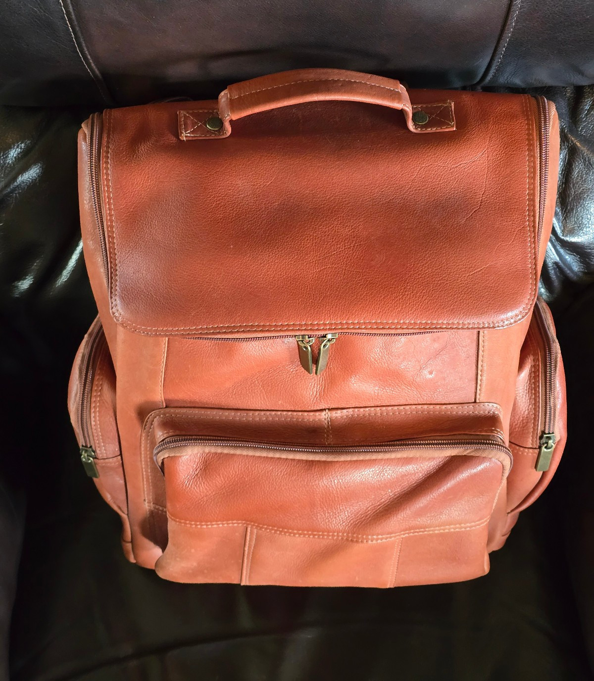 Premium Leather Laptop Backpack – Saddle Brown all leather, Excellent Condition