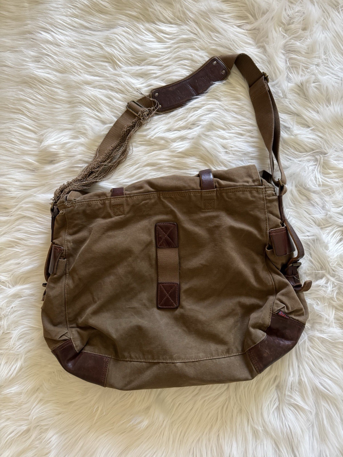 Belstaff 554 Colonial Messenger Bag Cotton Leather Panama