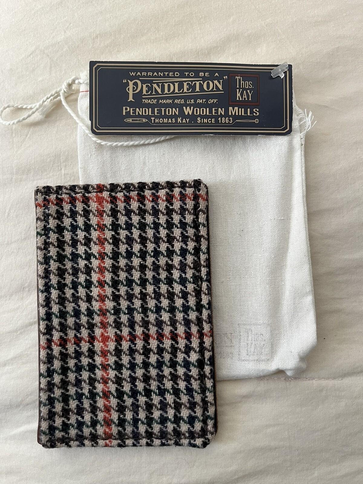 Pendleton Men’s Thomas Kay Passport Case, Tan Leather & Wool Made In USA