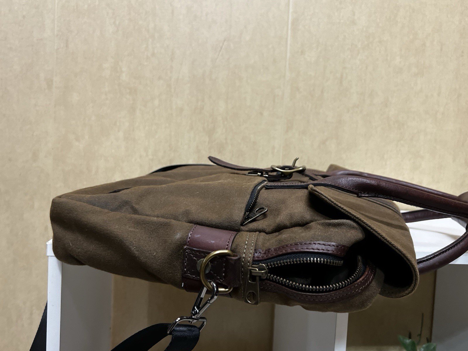 Racing Green British brown Briefcase CANVAS LEATHER SHOULDER BAG LAPTOP