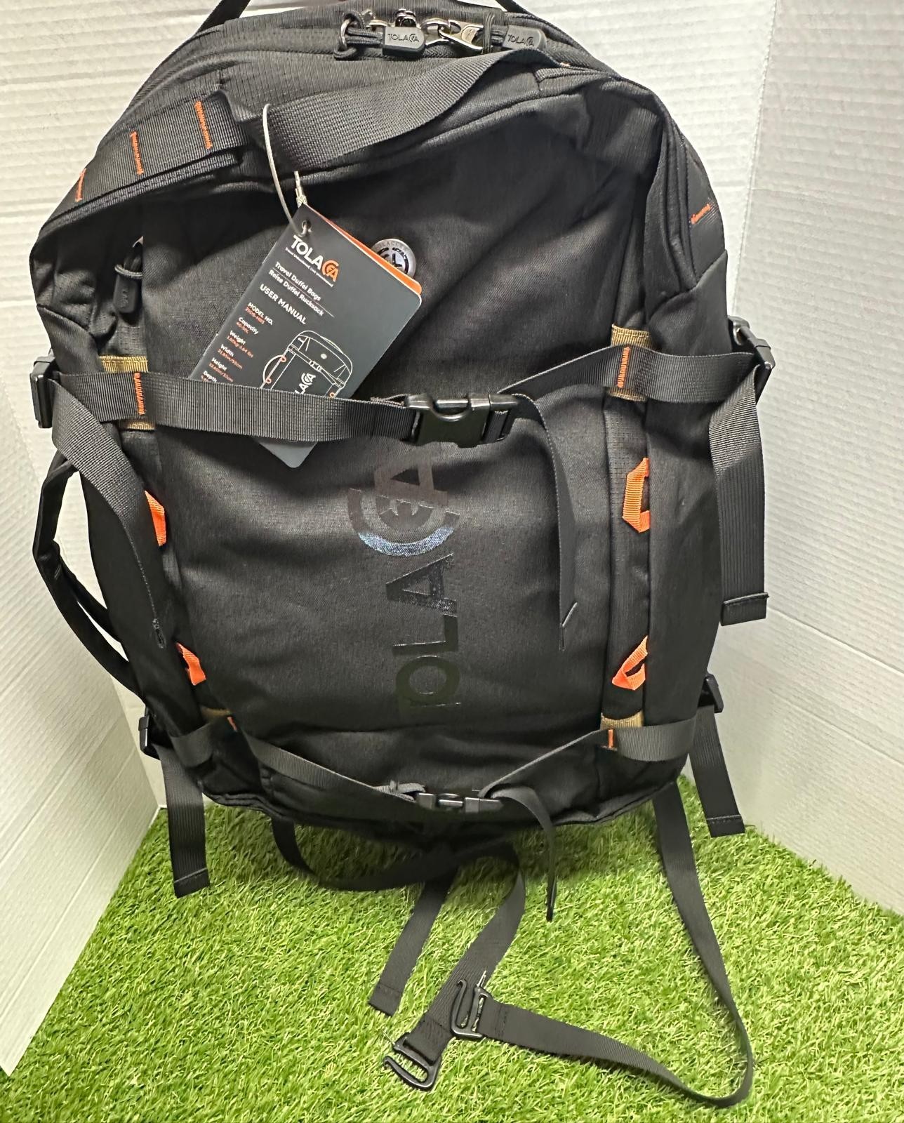 NEW Tolaccea 40-50L Travel Backpack Black Carry On Duffel Luggage Laptop Bag