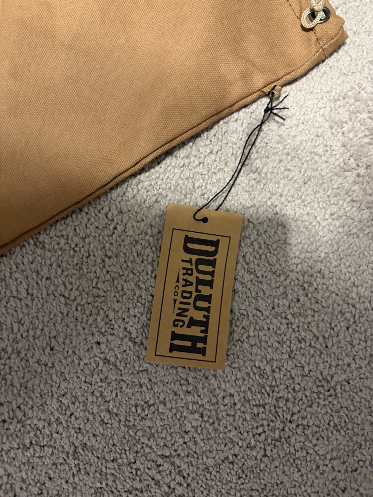 Duluth Trading Co Brown Canvas Drawstring Laundry Travel Bag 26”x 17” NEW Tag