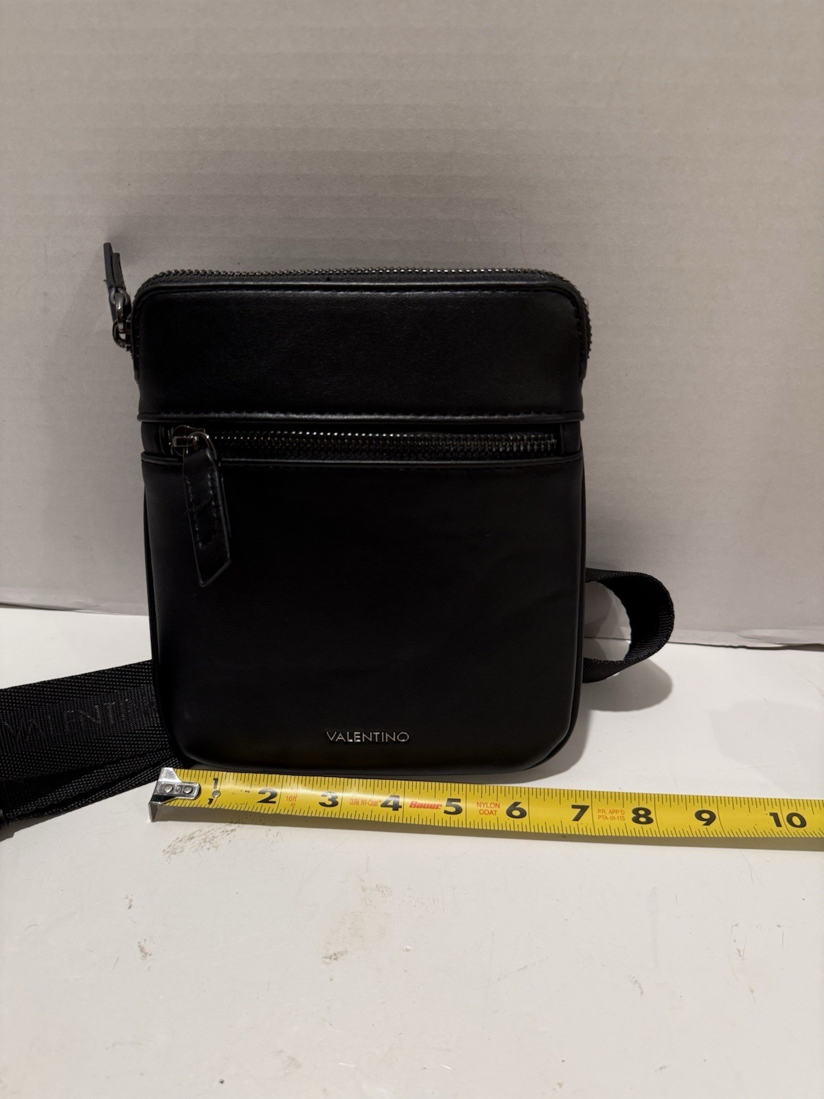 Valentino Mario Horizon Logo Mini Crossbody Shoulder Bag Black Zip Closure