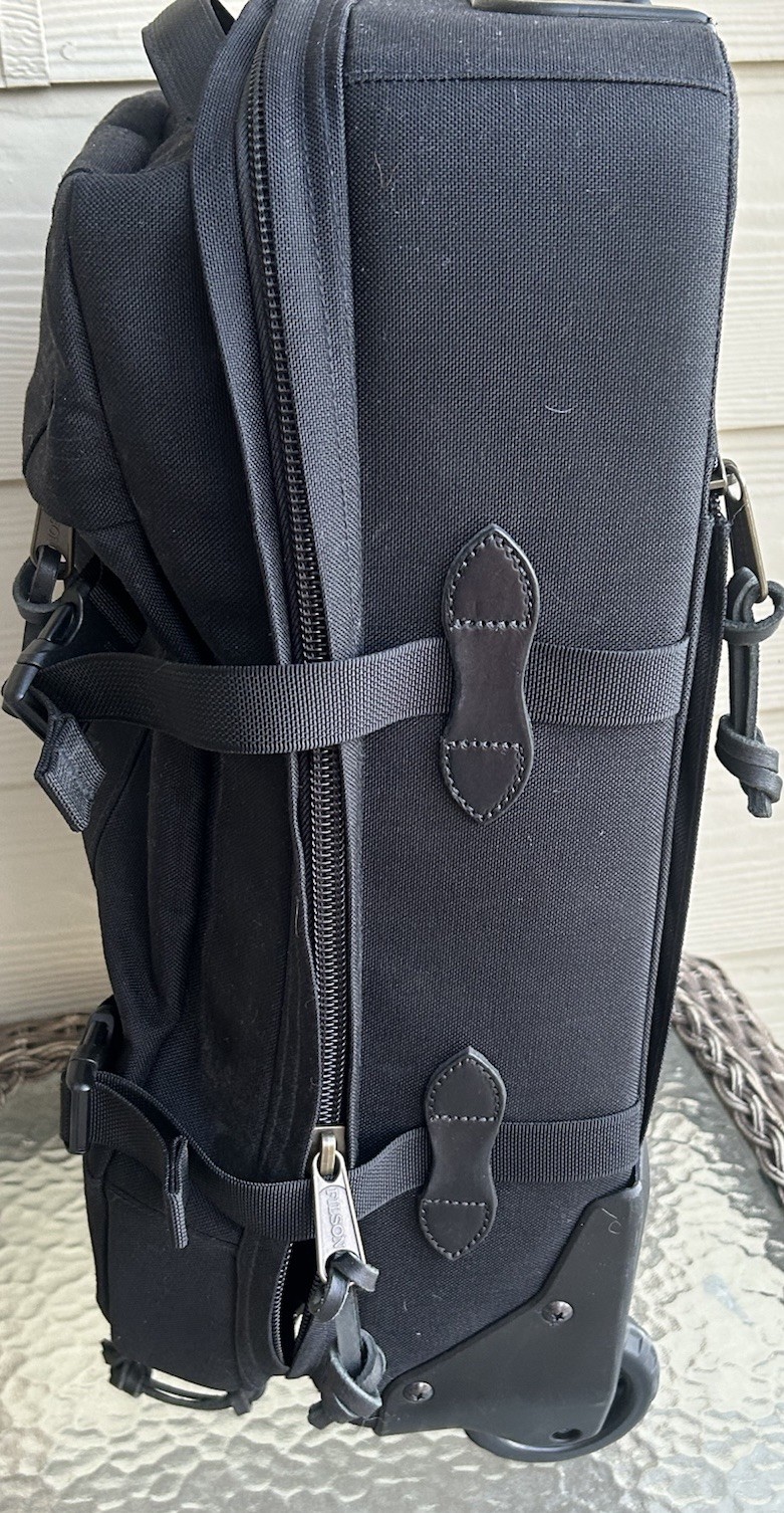 Excellent FILSON Dryden 2-Wheel 22″ Carry-On Luggage Bag Canvas + Leather