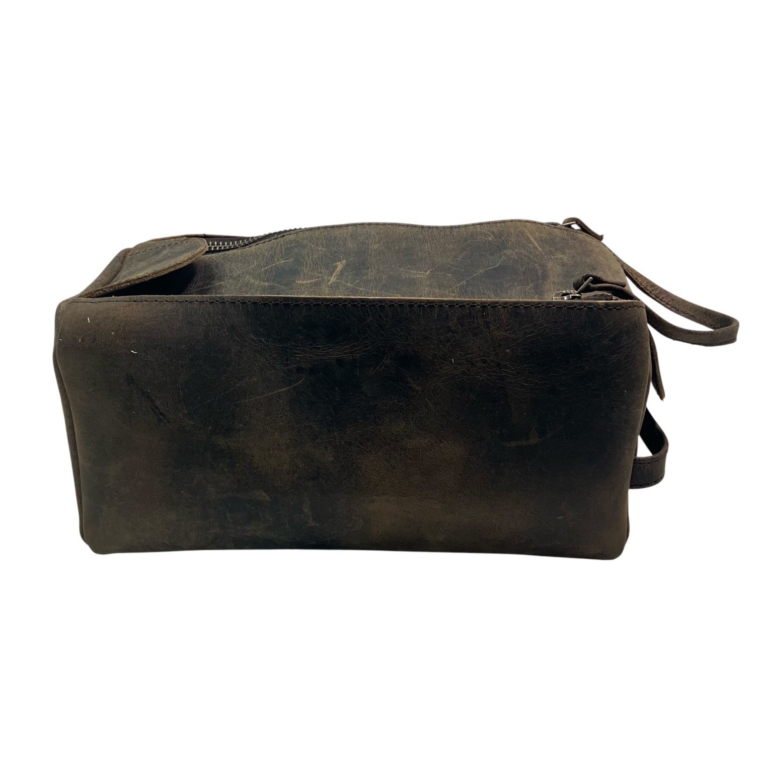KomalC Buffalo Leather Toiletry Bag Mens Dopp Kit Vintage Travel Case Brown