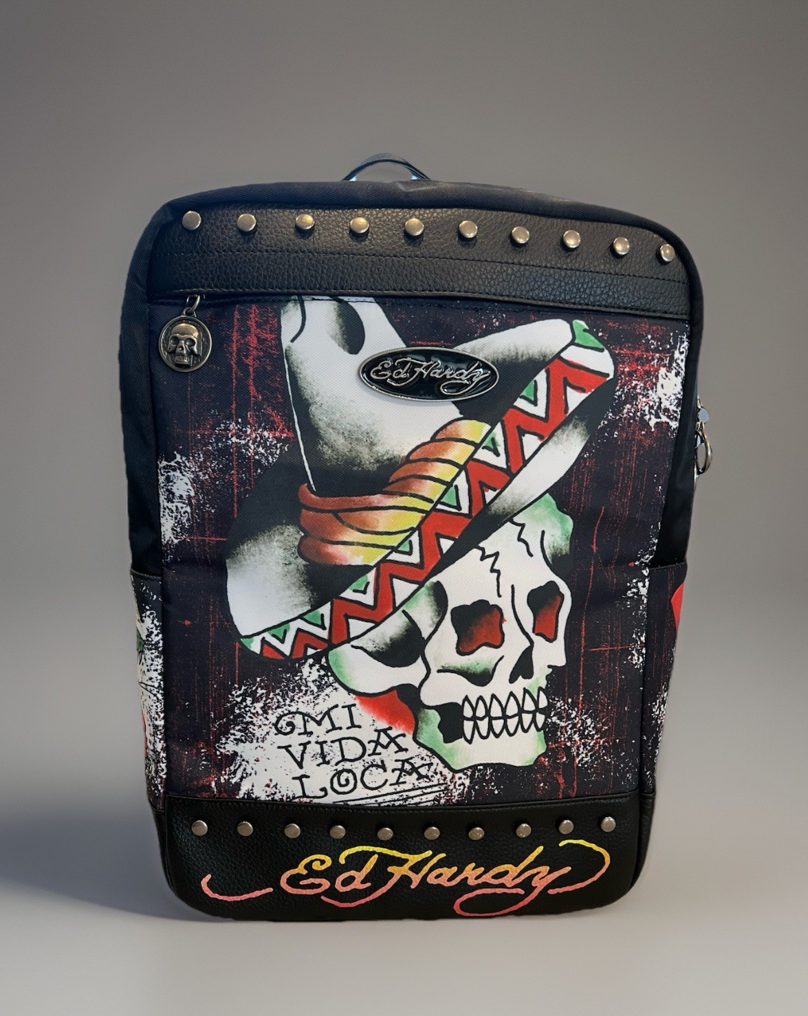 NEW ED HARDY MENS DESIGNER TATOO SKULL BLACK LAPTOP TRAVEL BACKPACK LARGE
