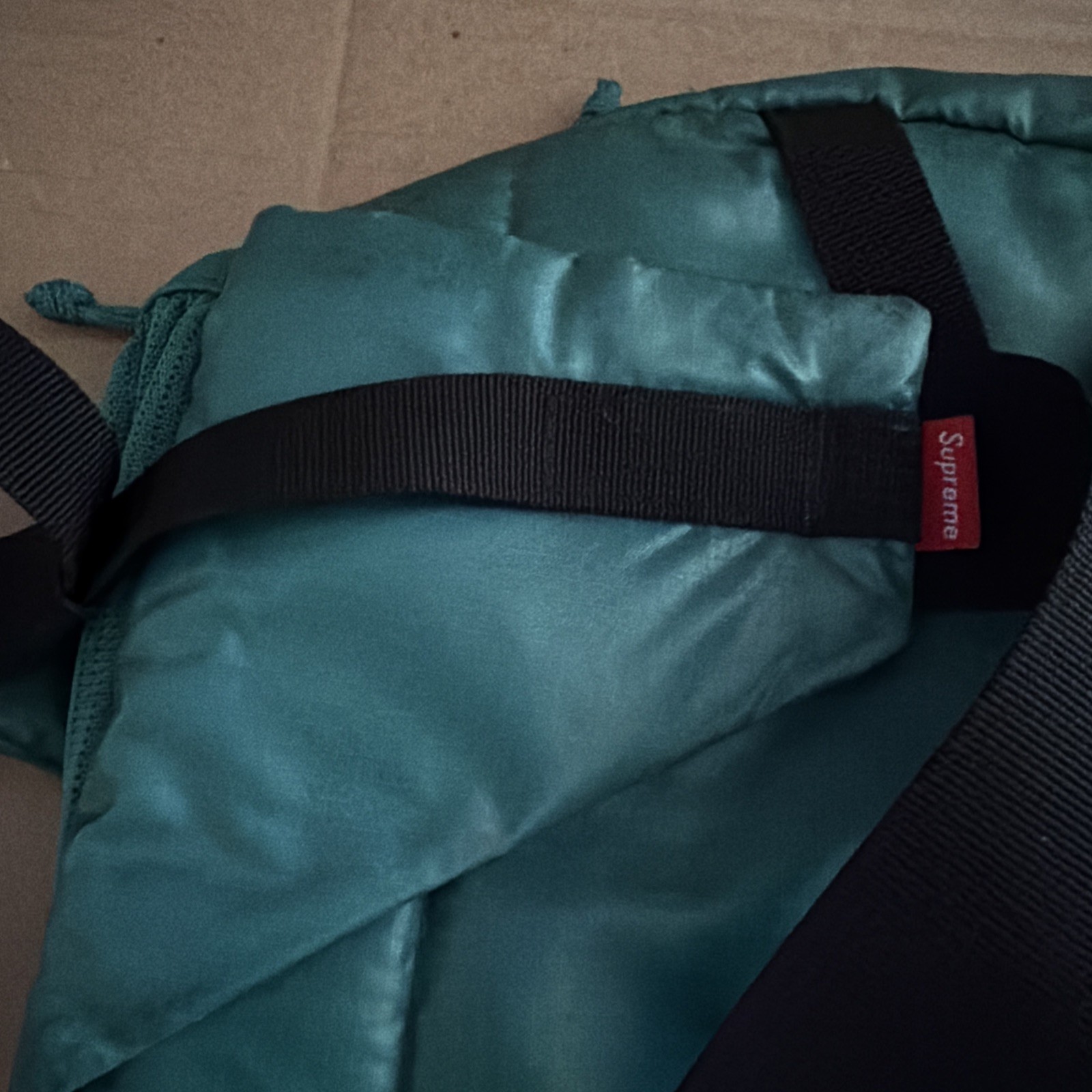 AUTHENTIC preowned SUPREME waist bag teal GREEN fanny pack FW17 pockets PLUS vgc