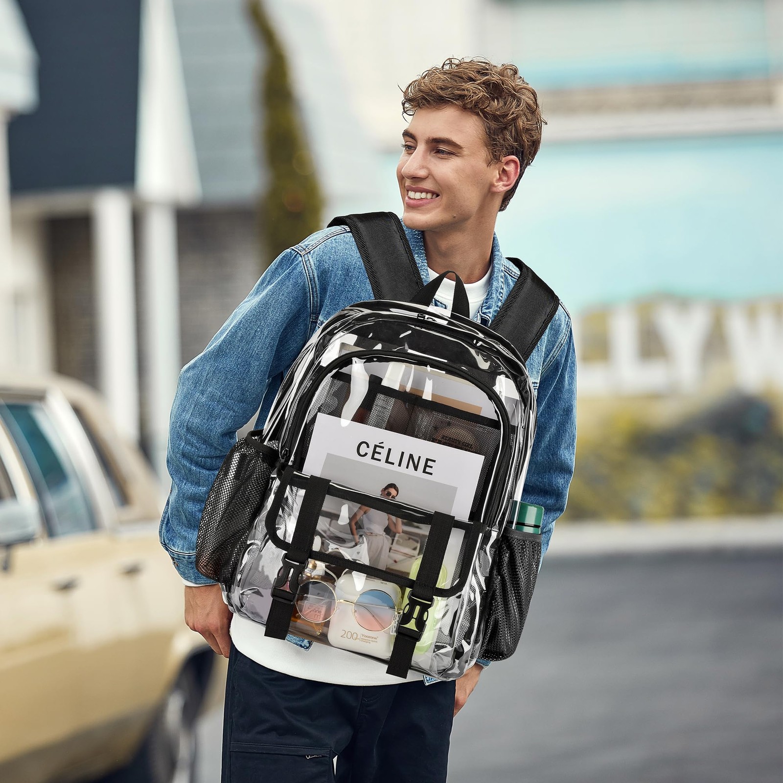Clear Backpack, Large Clear Bag Stadium Heavy Duty PVC Transparent See Throug…